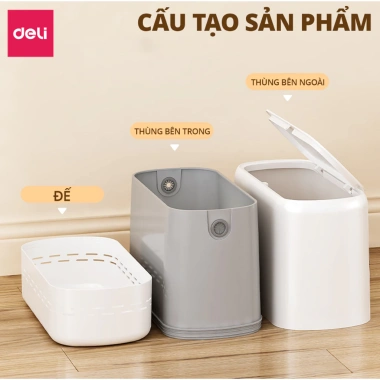 Thùng rác nắp bật 15L DELIxVUSIGN chống thấm khử mùi - phù hợp phòng khách, bếp, tắm, tặng túi rác 3 Thùng rác nắp bật 15L DELIxVUSIGN chống thấm khử mùi - phù hợp phòng khách, bếp, tắm, tặng túi rác 3