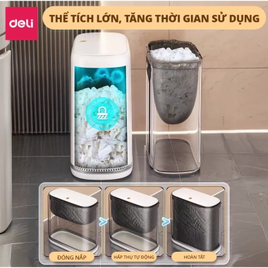 Thùng rác nắp bật 15L DELIxVUSIGN chống thấm khử mùi - phù hợp phòng khách, bếp, tắm, tặng túi rác 5 Thùng rác nắp bật 15L DELIxVUSIGN chống thấm khử mùi - phù hợp phòng khách, bếp, tắm, tặng túi rác 5