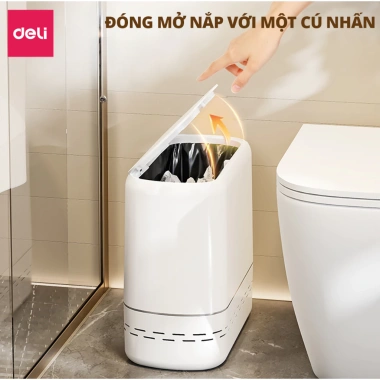 Thùng rác nắp bật 15L DELIxVUSIGN chống thấm khử mùi - phù hợp phòng khách, bếp, tắm, tặng túi rác 7 Thùng rác nắp bật 15L DELIxVUSIGN chống thấm khử mùi - phù hợp phòng khách, bếp, tắm, tặng túi rác 7