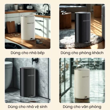 Thùng Rác Thép Cao Cấp TR040 Đạp Chân Nắp Chống Ồn Tráng Men Sang Trọng cho Văn Phòng & Gia Đình - 269k