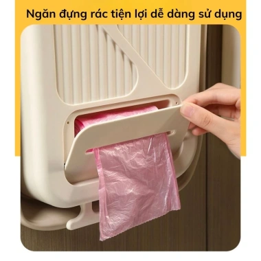 Thùng rác treo tủ bếp gấp gọn thông minh 7L/10L, ngăn túi rác, treo tường