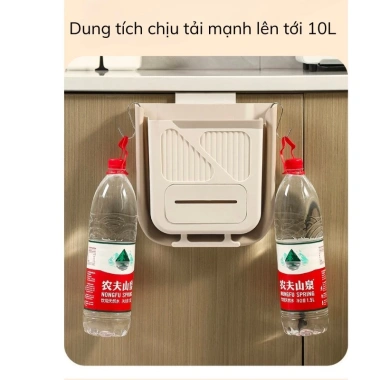 Thùng rác treo tủ bếp gấp gọn thông minh 7L/10L, ngăn túi rác, treo tường