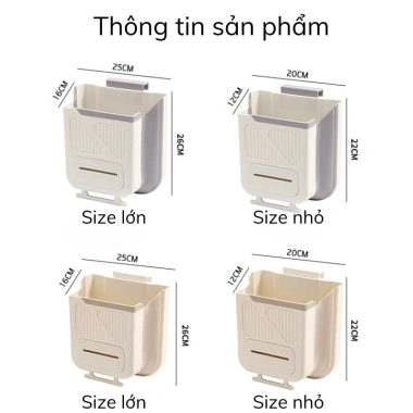 Thùng rác treo tủ bếp gấp gọn thông minh 7L/10L, ngăn túi rác, treo tường