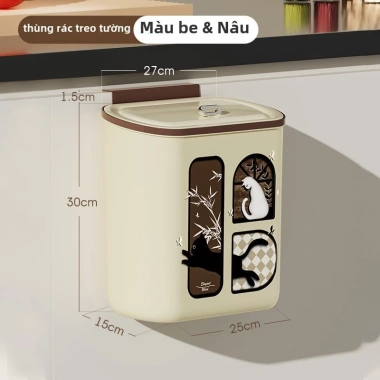 Thùng rác treo tường gọ nhẹ, dung tích lớn kiểu cổ điển - Giá chỉ 299.200 VND