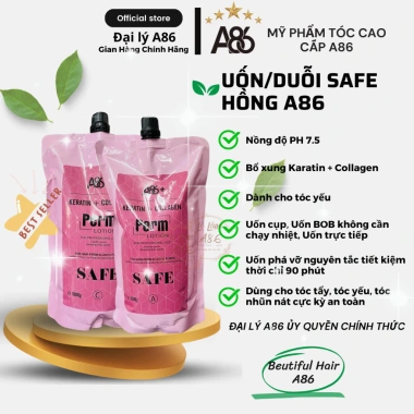 Thuốc duỗi uốn A86 Safe Hồng - Dành cho tóc yếu, trung bình yếu, cặp uốn A, B - Giá chỉ 179.000₫