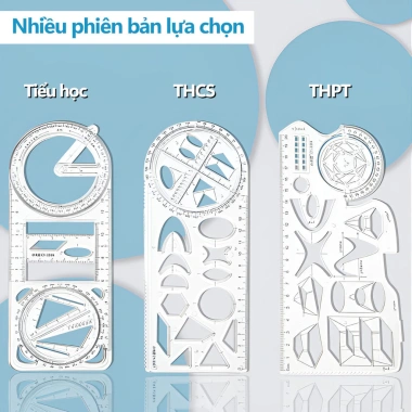 Thước kẻ đa năng 5 trong 1, thước đo hình học xoay 360°, combo học tập 10.900đ