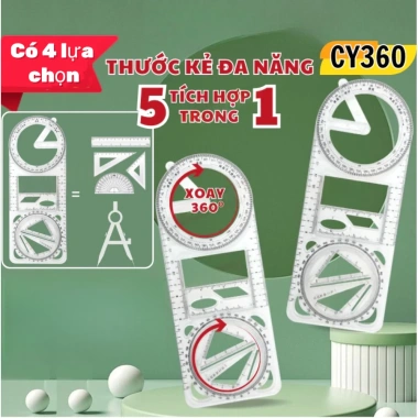 Thước kẻ đa năng CY360 5 trong 1 xoay 360 độ - Tiện lợi cho học sinh, 10.900₫ Thước kẻ đa năng CY360 5 trong 1 xoay 360 độ - Tiện lợi cho học sinh, 10.900₫
