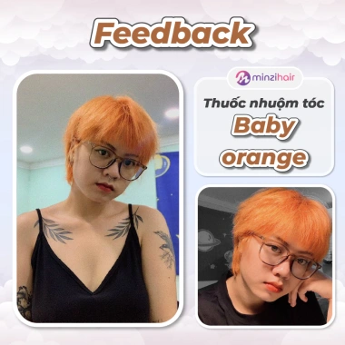 Thuốc nhuộm tóc Baby Orange và Cần tẩy tóc Minzihair HCM, giá 79.000đ, cam rực 3 Thuốc nhuộm tóc Baby Orange và Cần tẩy tóc Minzihair HCM, giá 79.000đ, cam rực 3