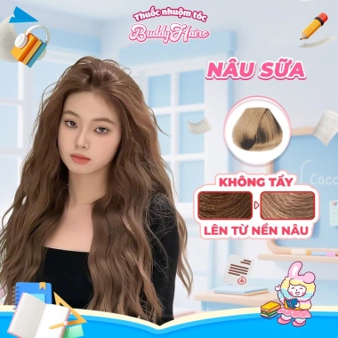 Thuốc nhuộm tóc Buddyhairs màu nâu sữa, nâu trà sữa – không cần tẩy, kem nhuộm tại nhà, chỉ 27.000₫