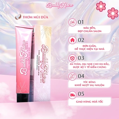 Thuốc nhuộm tóc Buddyhairs màu nâu sữa, nâu trà sữa – không cần tẩy, kem nhuộm tại nhà, chỉ 27.000₫
