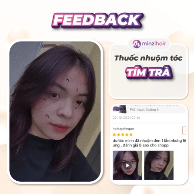 Thuốc nhuộm tóc màu tím trà tự nhiên Minzihair - Giá 77.000đ, bảo vệ tóc 4
