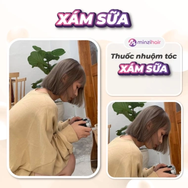 Thuốc nhuộm tóc màu xám sữa Minzihair HCM - Cần tẩy tóc, giá 77.000₫, ưu đãi đặc biệt 3
