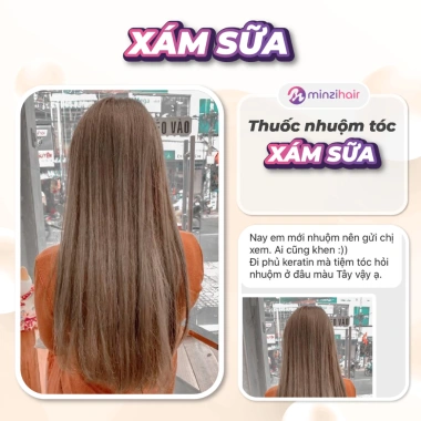 Thuốc nhuộm tóc màu xám sữa Minzihair HCM - Cần tẩy tóc, giá 77.000₫, ưu đãi đặc biệt 4