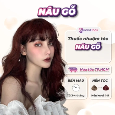 Thuốc nhuộm tóc Minzihair Màu Nâu Gỗ lên từ Nâu Sáng, không cần tẩy - 77.000₫ Thuốc nhuộm tóc Minzihair Màu Nâu Gỗ lên từ Nâu Sáng, không cần tẩy - 77.000₫
