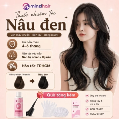 Thuốc nhuộm tóc nâu đen Minzihair HCM – phủ bạc, không tẩy, chỉ 89.100₫ Thuốc nhuộm tóc nâu đen Minzihair HCM – phủ bạc, không tẩy, chỉ 89.100₫