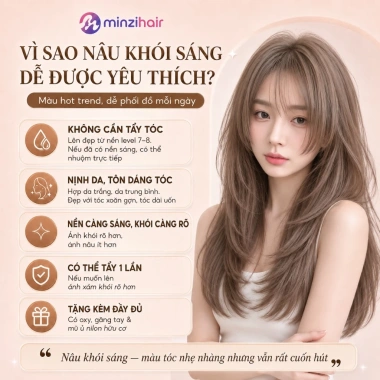 Thuốc nhuộm tóc Nâu Khói Sáng Minzihair - Lên từ nền tóc nâu không tẩy, 73.500₫ HCM 3