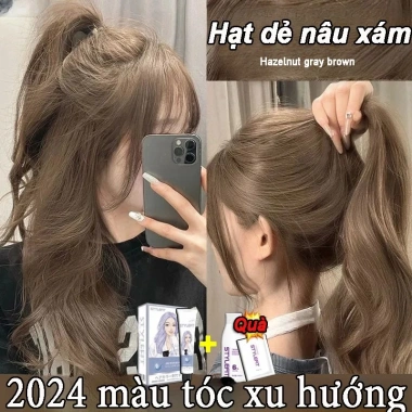 Thuốc nhuộm tóc nâu xám hạt dẻ - Bộ dụng cụ nhuộm đầy đủ, giá chỉ 81.114₫