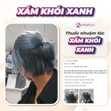 Thuốc nhuộm tóc Xám Khói Xanh - Cần tẩy tóc Minzihair, giá 149.000 (giảm từ 193.700), giao nhanh HCM 4