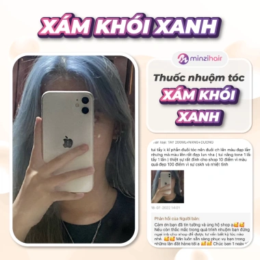 Thuốc nhuộm tóc Xám Khói Xanh - Cần tẩy tóc Minzihair, giá 149.000 (giảm từ 193.700), giao nhanh HCM 6