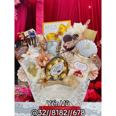Thuyền Giấy Giỏ Quà Tết Nhũ Ánh Kim - Happy New Year, Giá Chỉ 25.000đ 8