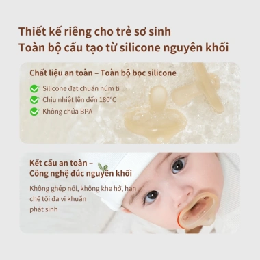 Ti giả Thyseed Air cao cấp siêu mềm siêu nhẹ cho bé sơ sinh - Silicon nguyên khối ti ngậm, giảm còn 249.000 VND
