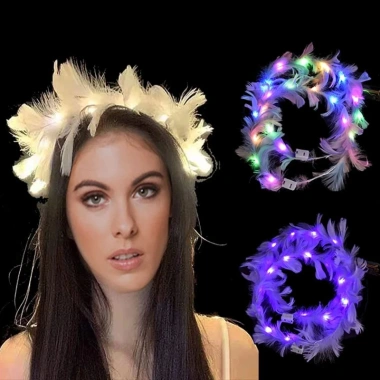 Tiara LED Băng Đô Lông Vũ Vương Miện - Đèn Halo Sáng Lung Linh, Phù Hợp Sinh Nhật, Giá ưu đãi 46,114