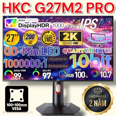 Tiệm Cận OLED Màn Hình HKC G27M2 PRO 200Hz FullBox 2K QD-MiniLED BH24Th - 6.1tr Tiệm Cận OLED Màn Hình HKC G27M2 PRO 200Hz FullBox 2K QD-MiniLED BH24Th - 6.1tr