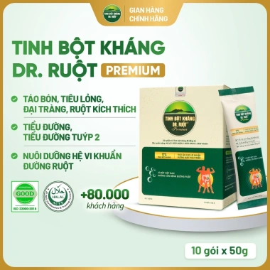 Tinh Bột Kháng Dr Ruột Premium 17% - 10 gói, giảm táo bón, hỗ trợ đại tràng, 405.000₫