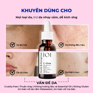 Tinh Chất C-Glow 15% Vitamin C 30ml - Làm sáng da, chống oxy hoá, căng bóng, 449.000₫