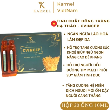 Tinh chất đông trùng hạ thảo Cvincep Karmel 20 ống 10ml – Giá ưu đãi 799.000, tăng sức đề kháng, hỗ trợ sức khỏe