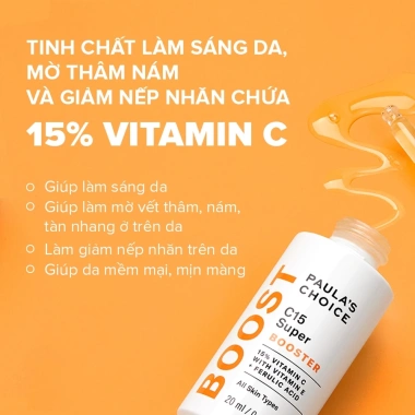 Tinh chất Paula's Choice C15 Super Booster 20ml - Sáng da, mờ thâm nám, giảm nếp nhăn, giảm giá 1.585.000₫