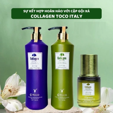 Tinh dầu dưỡng tóc TOCO Collagen Italy 60ml Serum phục hồi tóc uốn nhuộm, khô xơ, giữ nếp, mượt - Giá ưu đãi 47.800 VND