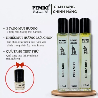 Tinh dầu nước hoa Dubai PEMIKI dạng lăn 12ml - Thơm lâu 24h nam nữ, giảm giá 87,112