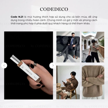 Tinh dầu nước hoa nam CODEDECO CODE N.21 10ml dạng xịt Phóng khoáng nam tính cuốn hút 169k 6 Tinh dầu nước hoa nam CODEDECO CODE N.21 10ml dạng xịt Phóng khoáng nam tính cuốn hút 169k 6