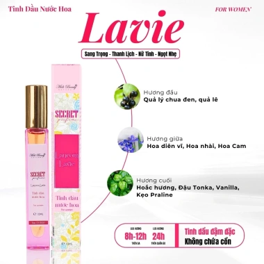 Tinh dầu nước hoa Secret Perfume 10ml EDP màu hồng - Mùi nữ ngọt nhẹ, ấm áp, thanh lịch - Tặng chai 3ml - Giá chỉ 75.000₫