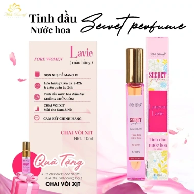Tinh dầu nước hoa Secret Perfume 10ml EDP màu hồng - Mùi nữ ngọt nhẹ, ấm áp, thanh lịch - Tặng chai 3ml - Giá chỉ 75.000₫
