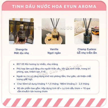 Tinh dầu Shangrila phòng mát khử mùi, que khuyếch tán Eyun Aroma MINA – Giá ưu đãi 146.000₫