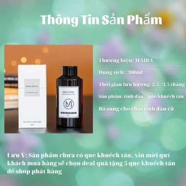 Tinh dầu thơm phòng khách MAIBA 300ml - Hương thiên nhiên, giảm giá 20% chỉ 139.000₫
