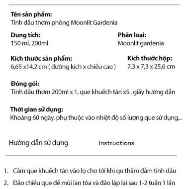 Tinh dầu thơm phòng SOYAMOO 150ml/200ml Moonlit Gardenia - Hoa Nhài, thơm lâu, giá ưu đãi 185.000 VND 2