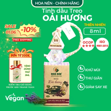 Tinh dầu treo Oải hương nguyên chất Hoa Nén 8ml - Giảm say xe, thư giãn - 130.000đ