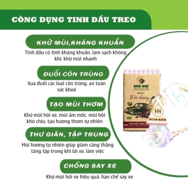 Tinh dầu treo Oải hương nguyên chất Hoa Nén 8ml - Giảm say xe, thư giãn - 130.000đ