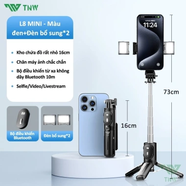 TNW L8mini Gậy selfie 3 chân mini Bluetooth có đèn LED – Chụp ảnh chất lượng, giá ưu đãi 155.821₫ 10 TNW L8mini Gậy selfie 3 chân mini Bluetooth có đèn LED – Chụp ảnh chất lượng, giá ưu đãi 155.821₫ 10