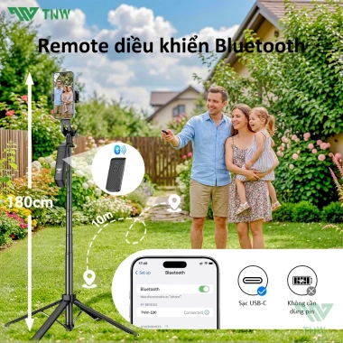 TNW S30 Gậy Selfie 4 Chân Bluetooth Chống Rung Đèn LED 1.8m - Giá Ưu Đãi 309.000₫ 3