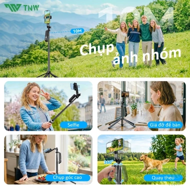 TNW S30 Gậy Selfie 4 Chân Bluetooth Chống Rung Đèn LED 1.8m - Giá Ưu Đãi 309.000₫ 9