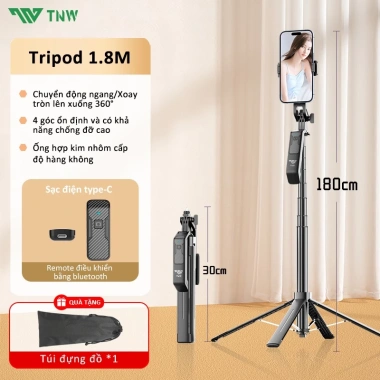TNW S30 Gậy Selfie 4 Chân Bluetooth Chống Rung Đèn LED 1.8m - Giá Ưu Đãi 309.000₫ 10