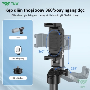 TNW T26 Tripod Bluetooth - Gậy selfie đèn sáng cho điện thoại Capgrip - 144.000₫