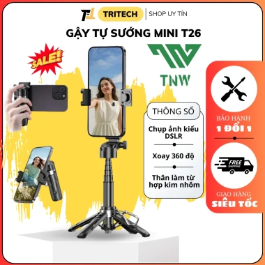 TNW T26 Tripod Mini Bluetooth - Gậy selfie Capgrip cho điện thoại, 119.000đ