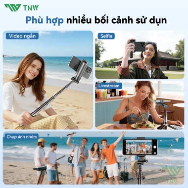 TNW T27 Tripod điện thoại 3 chân, gậy selfie mini có đèn LED, quay 360°, chỉ 259k 9