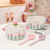Tô Ăn Mì Bát Úp Gốm Sứ Đa Năng Có Nắp Đậy Hoa Tulip Giá 111.000 VND 2