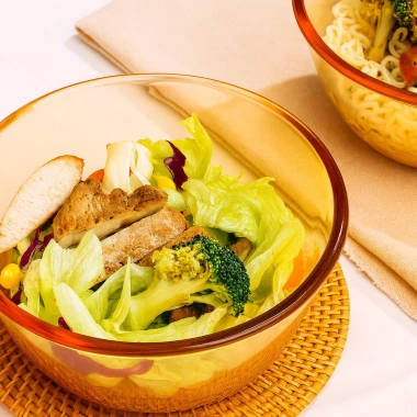 Tô Chén Bát Thuỷ Tinh Dulica House Màu Hổ Phách, Dày 7mm, Cách Nhiệt, Giá 25.000 VND